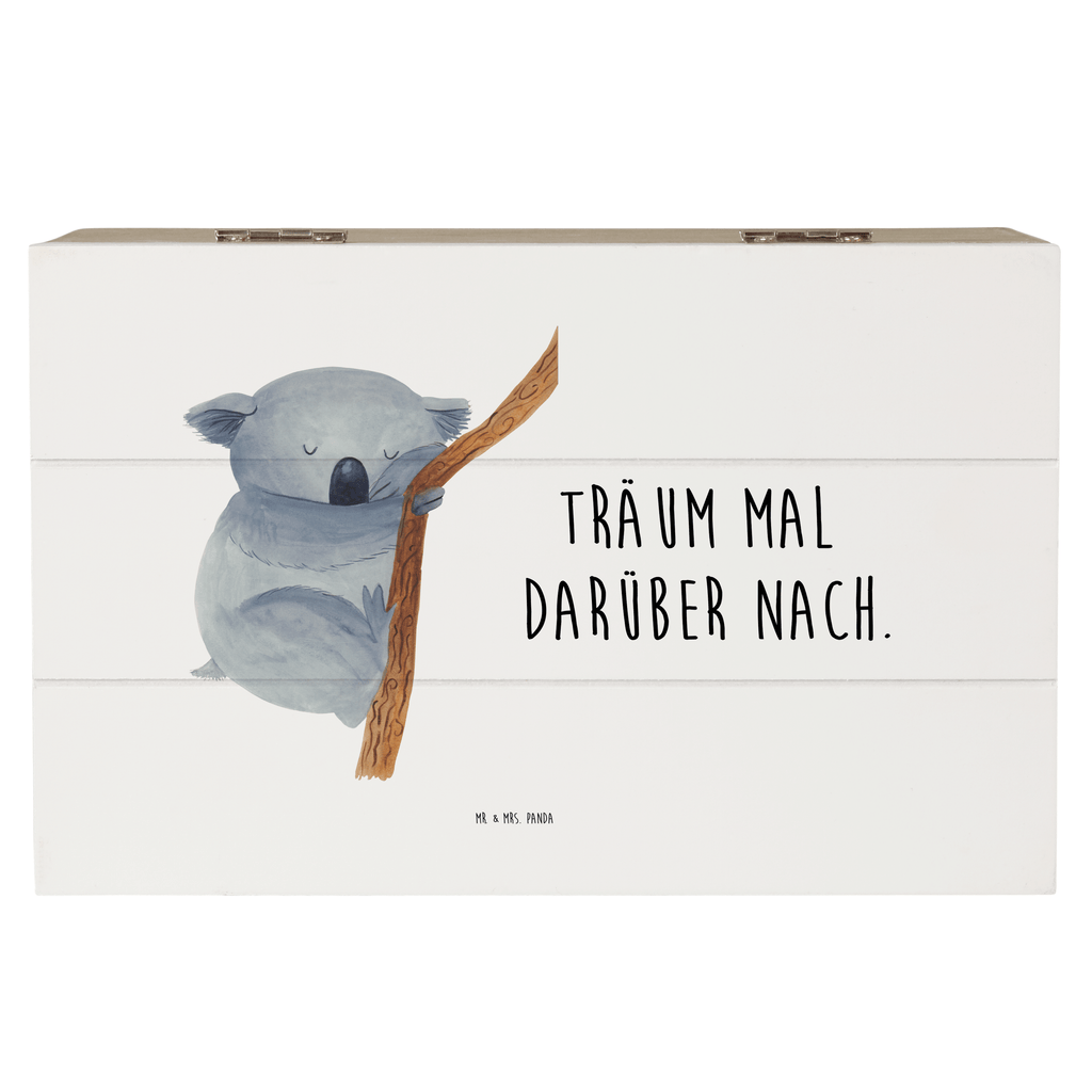 Holzkiste Koalabär Holzkiste, Kiste, Schatzkiste, Truhe, Schatulle, XXL, Erinnerungsbox, Erinnerungskiste, Dekokiste, Aufbewahrungsbox, Tiermotive, Gute Laune, lustige Sprüche, Tiere, Koala, träumen, Traum, schlafen, Schlafzimmer, Traumland, Bär, Koalabär