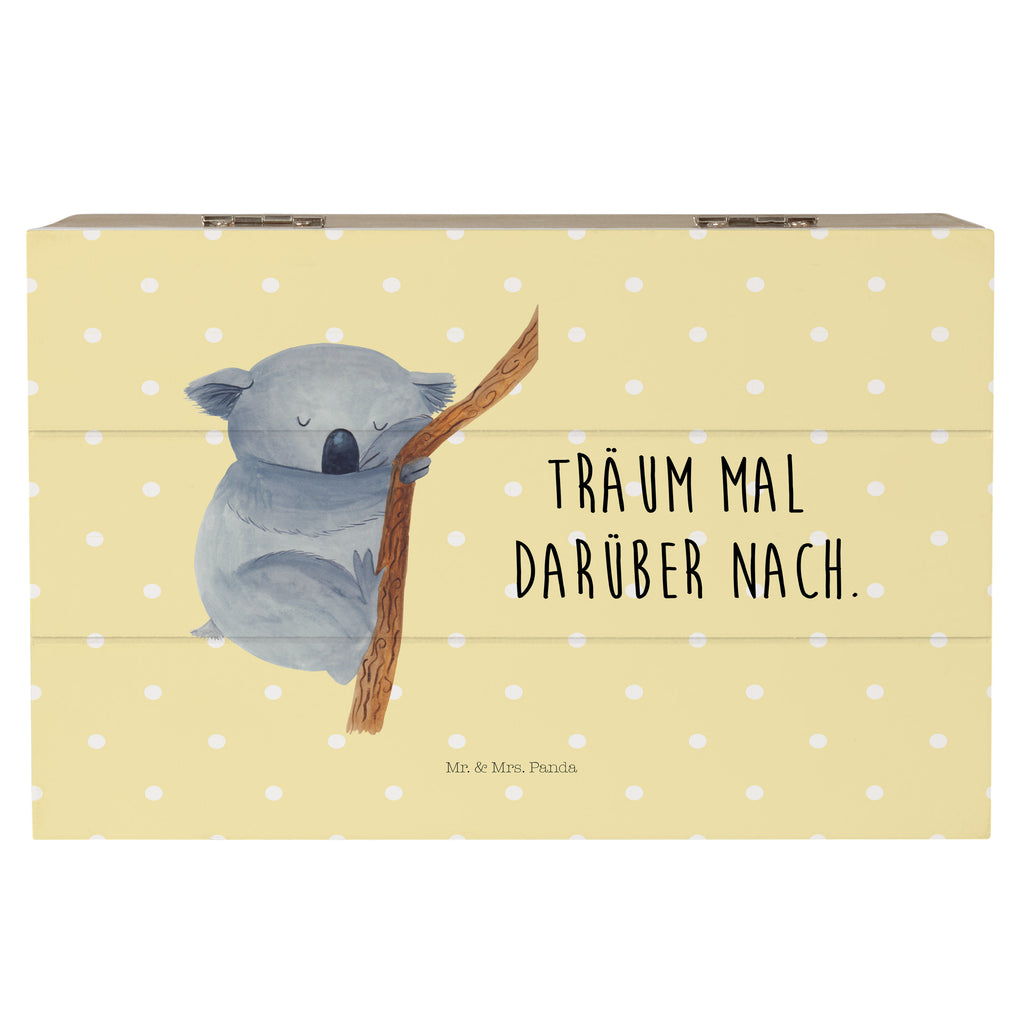 Holzkiste Koalabär Holzkiste, Kiste, Schatzkiste, Truhe, Schatulle, XXL, Erinnerungsbox, Erinnerungskiste, Dekokiste, Aufbewahrungsbox, Tiermotive, Gute Laune, lustige Sprüche, Tiere, Koala, träumen, Traum, schlafen, Schlafzimmer, Traumland, Bär, Koalabär