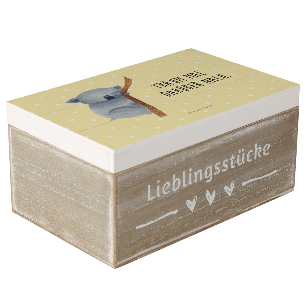 Holzkiste Koalabär Holzkiste, Kiste, Schatzkiste, Truhe, Schatulle, XXL, Erinnerungsbox, Erinnerungskiste, Dekokiste, Aufbewahrungsbox, Tiermotive, Gute Laune, lustige Sprüche, Tiere, Koala, träumen, Traum, schlafen, Schlafzimmer, Traumland, Bär, Koalabär
