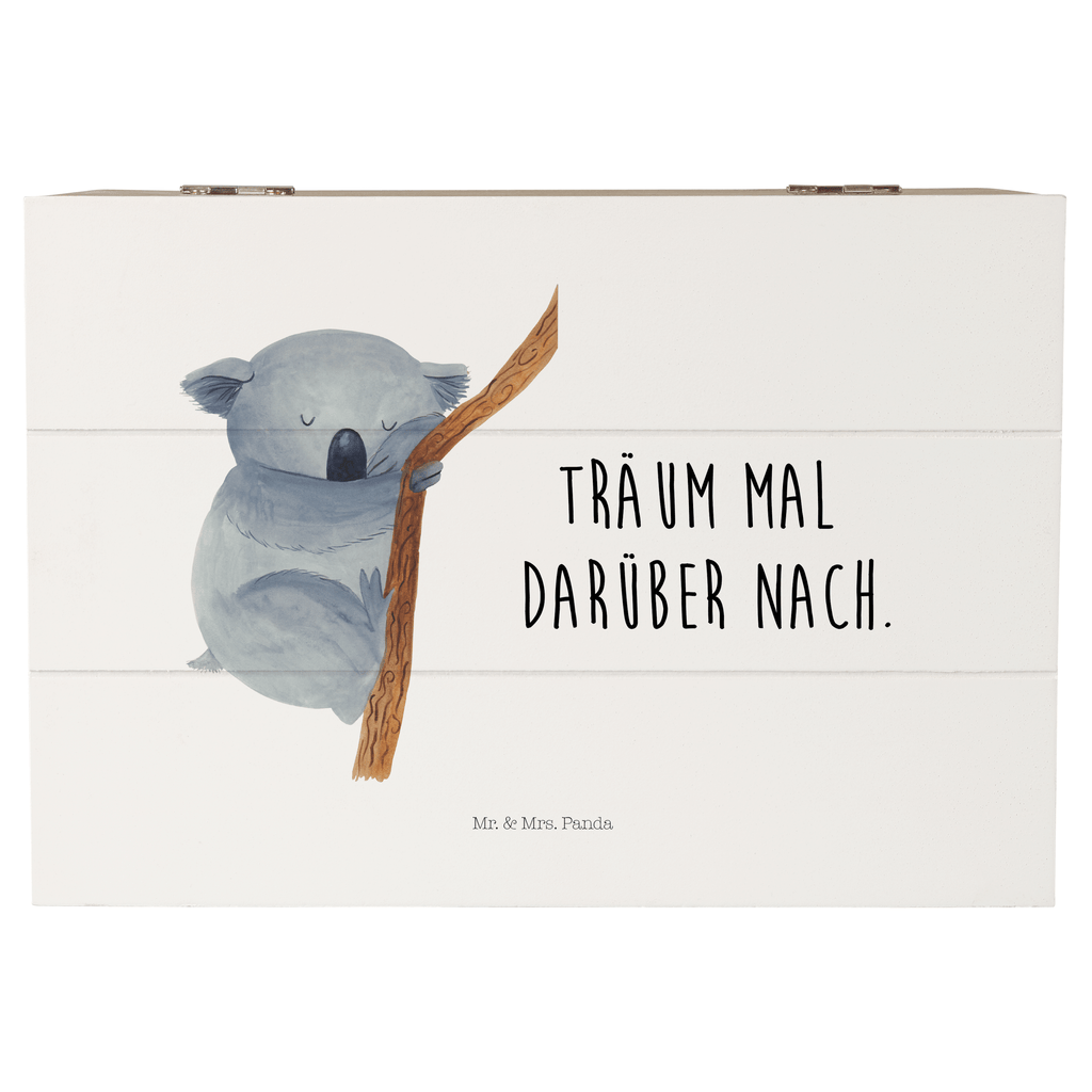 Holzkiste Koalabär Holzkiste, Kiste, Schatzkiste, Truhe, Schatulle, XXL, Erinnerungsbox, Erinnerungskiste, Dekokiste, Aufbewahrungsbox, Tiermotive, Gute Laune, lustige Sprüche, Tiere, Koala, träumen, Traum, schlafen, Schlafzimmer, Traumland, Bär, Koalabär