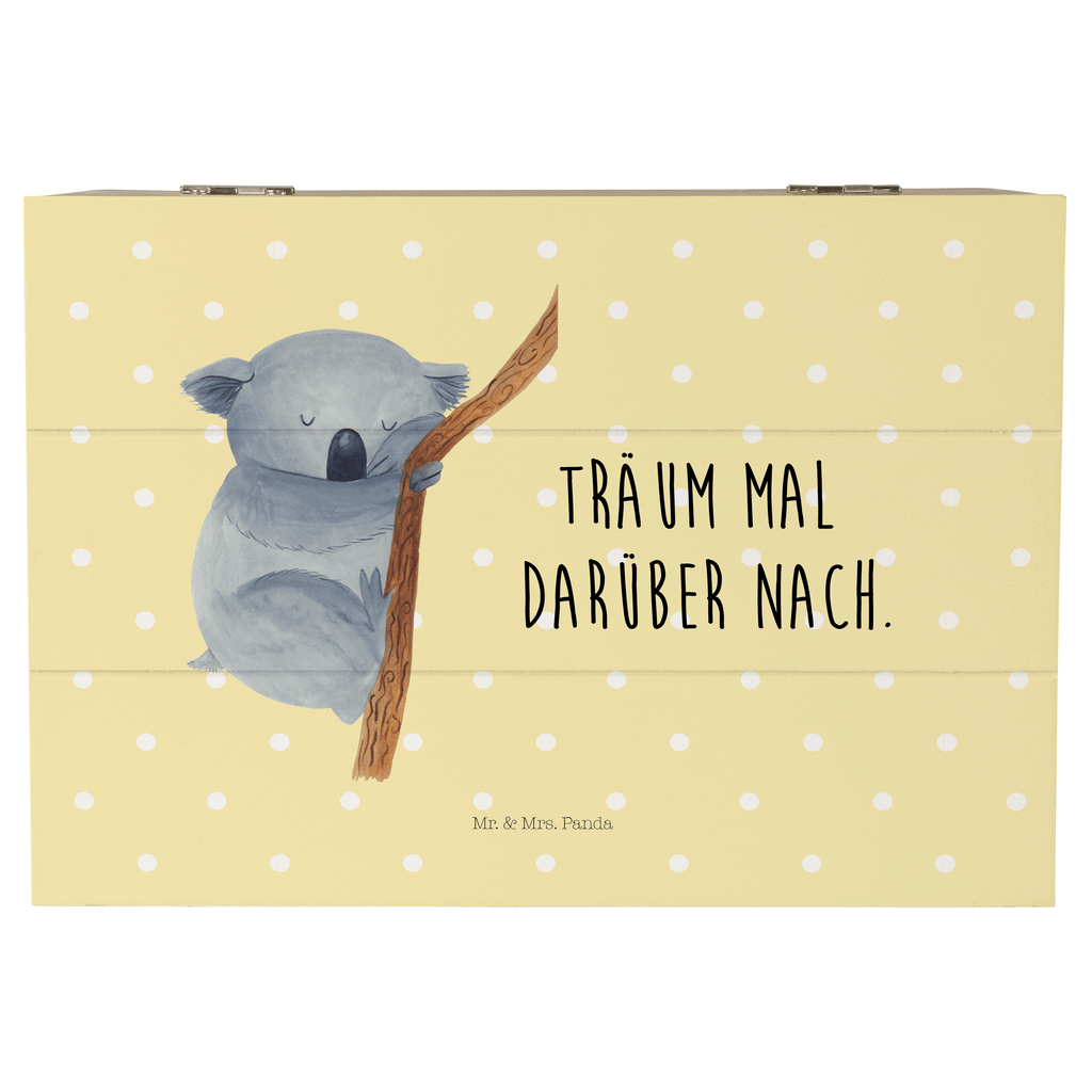 Holzkiste Koalabär Holzkiste, Kiste, Schatzkiste, Truhe, Schatulle, XXL, Erinnerungsbox, Erinnerungskiste, Dekokiste, Aufbewahrungsbox, Tiermotive, Gute Laune, lustige Sprüche, Tiere, Koala, träumen, Traum, schlafen, Schlafzimmer, Traumland, Bär, Koalabär