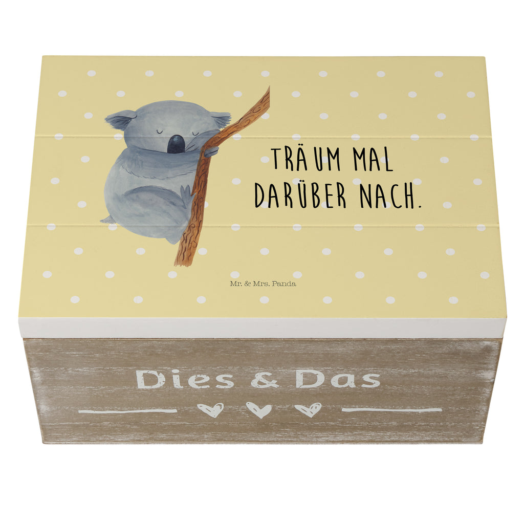 Holzkiste Koalabär Holzkiste, Kiste, Schatzkiste, Truhe, Schatulle, XXL, Erinnerungsbox, Erinnerungskiste, Dekokiste, Aufbewahrungsbox, Tiermotive, Gute Laune, lustige Sprüche, Tiere, Koala, träumen, Traum, schlafen, Schlafzimmer, Traumland, Bär, Koalabär