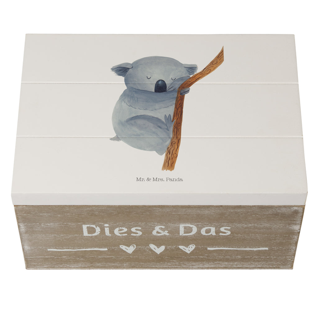 Holzkiste Koalabär Holzkiste, Kiste, Schatzkiste, Truhe, Schatulle, XXL, Erinnerungsbox, Erinnerungskiste, Dekokiste, Aufbewahrungsbox, Tiermotive, Gute Laune, lustige Sprüche, Tiere, Koala, träumen, Traum, schlafen, Schlafzimmer, Traumland, Bär, Koalabär