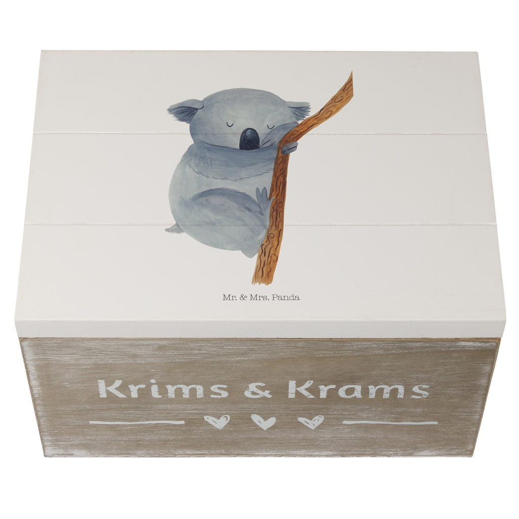 Holzkiste Koalabär Holzkiste, Kiste, Schatzkiste, Truhe, Schatulle, XXL, Erinnerungsbox, Erinnerungskiste, Dekokiste, Aufbewahrungsbox, Tiermotive, Gute Laune, lustige Sprüche, Tiere, Koala, träumen, Traum, schlafen, Schlafzimmer, Traumland, Bär, Koalabär