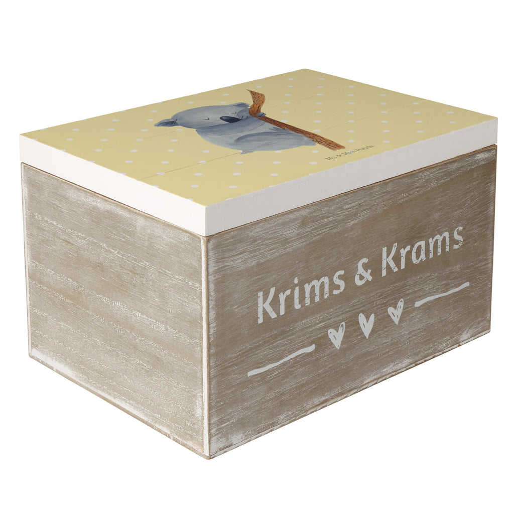 Holzkiste Koalabär Holzkiste, Kiste, Schatzkiste, Truhe, Schatulle, XXL, Erinnerungsbox, Erinnerungskiste, Dekokiste, Aufbewahrungsbox, Tiermotive, Gute Laune, lustige Sprüche, Tiere, Koala, träumen, Traum, schlafen, Schlafzimmer, Traumland, Bär, Koalabär
