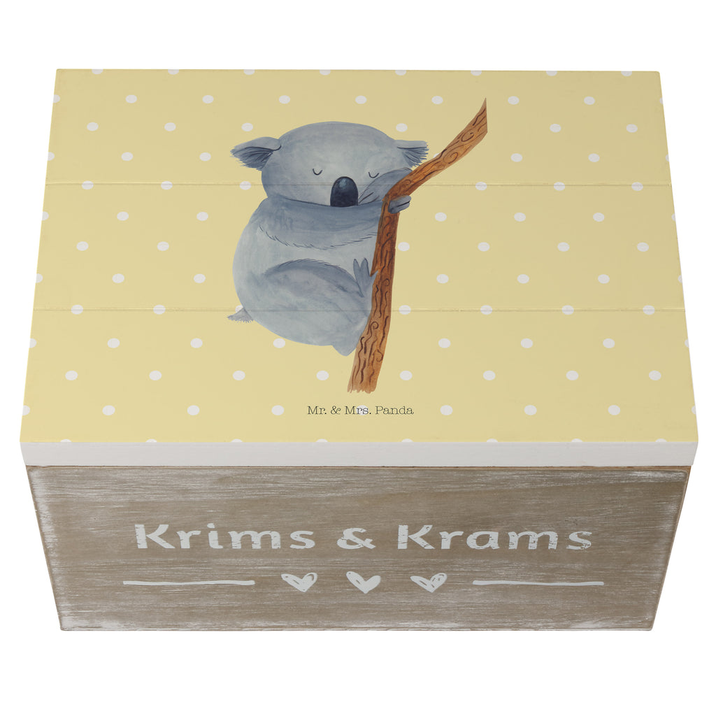 Holzkiste Koalabär Holzkiste, Kiste, Schatzkiste, Truhe, Schatulle, XXL, Erinnerungsbox, Erinnerungskiste, Dekokiste, Aufbewahrungsbox, Tiermotive, Gute Laune, lustige Sprüche, Tiere, Koala, träumen, Traum, schlafen, Schlafzimmer, Traumland, Bär, Koalabär