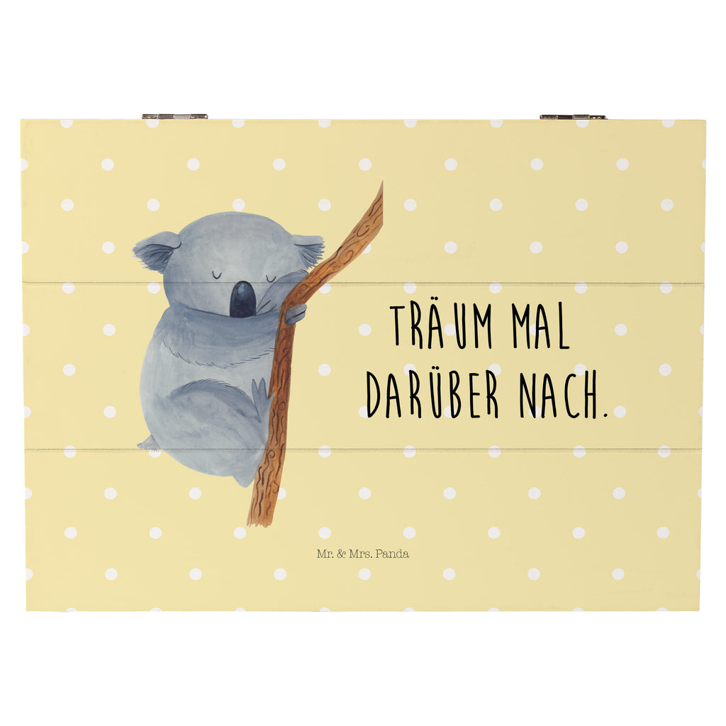 Holzkiste Koalabär Holzkiste, Kiste, Schatzkiste, Truhe, Schatulle, XXL, Erinnerungsbox, Erinnerungskiste, Dekokiste, Aufbewahrungsbox, Tiermotive, Gute Laune, lustige Sprüche, Tiere, Koala, träumen, Traum, schlafen, Schlafzimmer, Traumland, Bär, Koalabär
