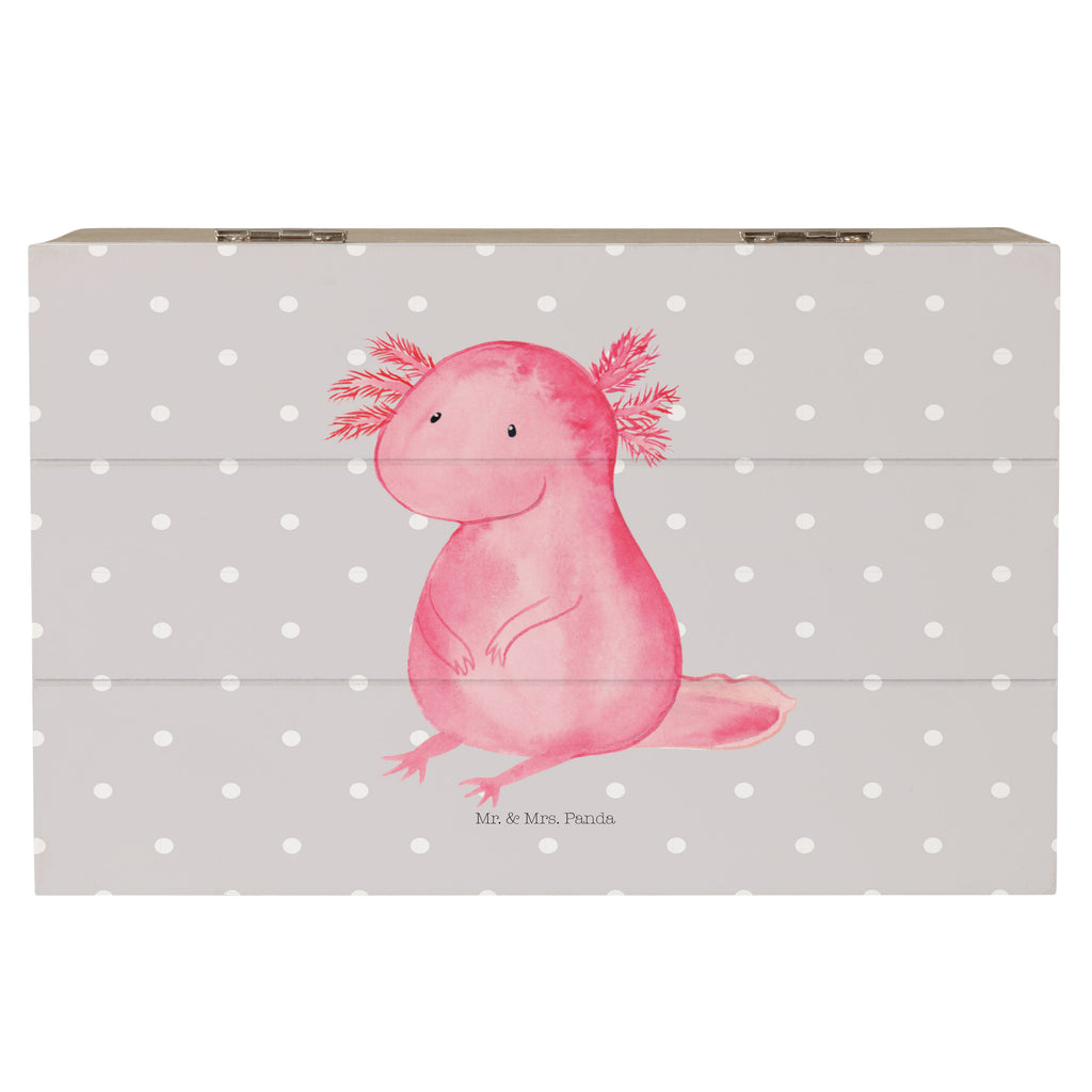Holzkiste Axolotl Holzkiste, Kiste, Schatzkiste, Truhe, Schatulle, XXL, Erinnerungsbox, Erinnerungskiste, Dekokiste, Aufbewahrungsbox, Axolotl, Molch, Axolot, vergnügt, fröhlich, zufrieden, Lebensstil, Weisheit, Lebensweisheit, Liebe, Freundin