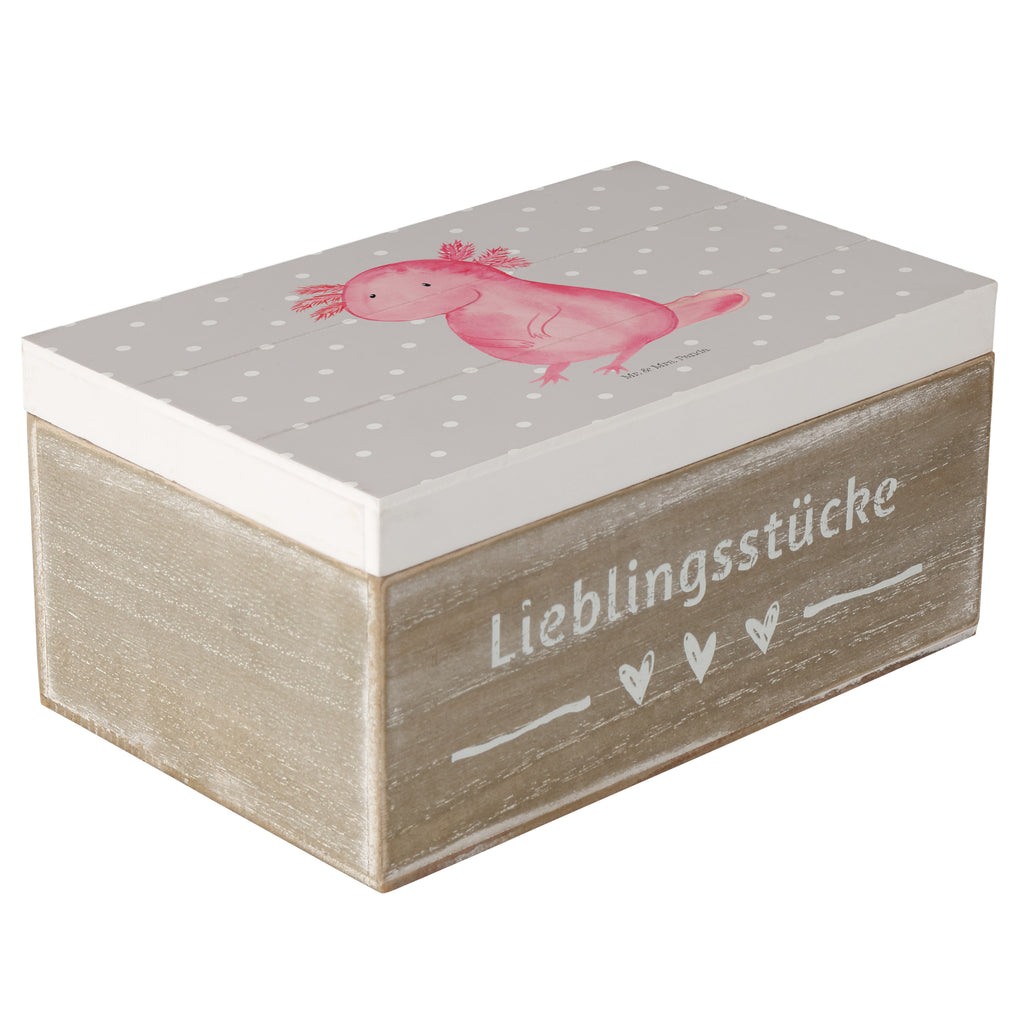 Holzkiste Axolotl Holzkiste, Kiste, Schatzkiste, Truhe, Schatulle, XXL, Erinnerungsbox, Erinnerungskiste, Dekokiste, Aufbewahrungsbox, Axolotl, Molch, Axolot, vergnügt, fröhlich, zufrieden, Lebensstil, Weisheit, Lebensweisheit, Liebe, Freundin