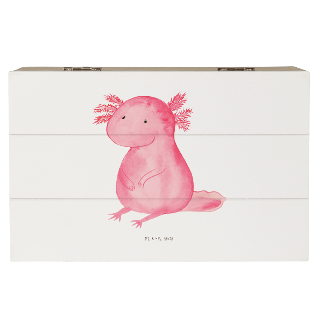 Holzkiste Axolotl Holzkiste, Kiste, Schatzkiste, Truhe, Schatulle, XXL, Erinnerungsbox, Erinnerungskiste, Dekokiste, Aufbewahrungsbox, Axolotl, Molch, Axolot, vergnügt, fröhlich, zufrieden, Lebensstil, Weisheit, Lebensweisheit, Liebe, Freundin