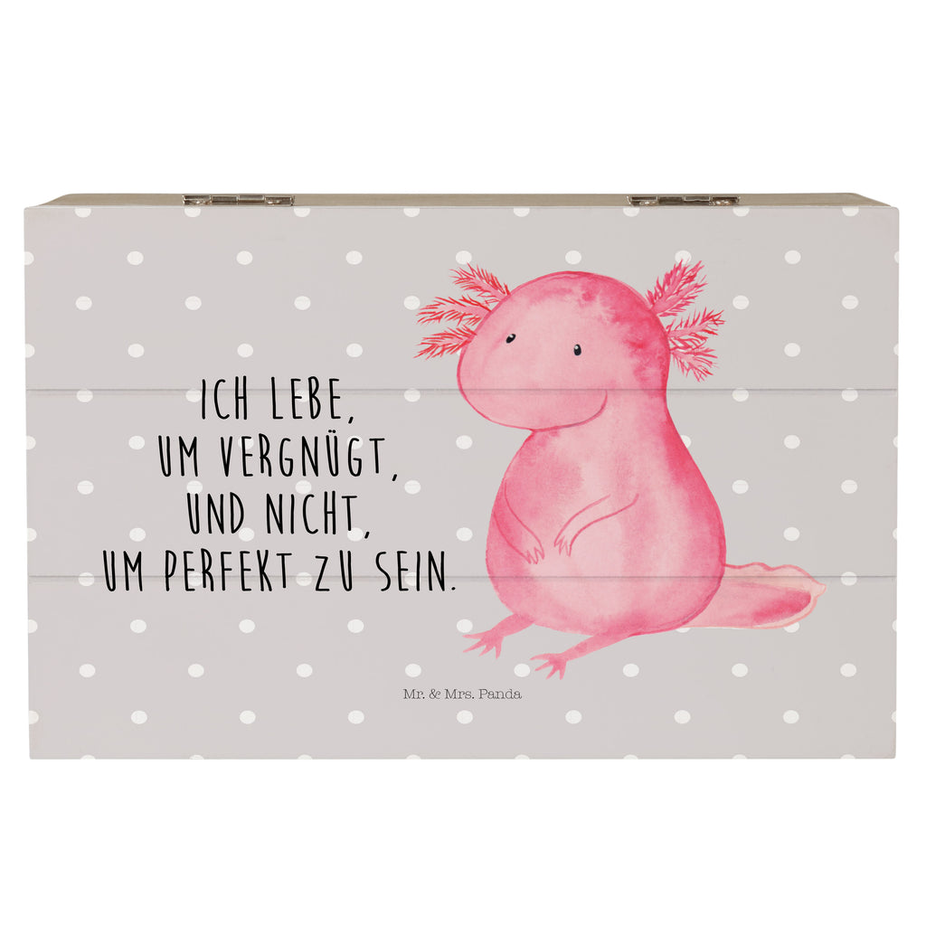 Holzkiste Axolotl Holzkiste, Kiste, Schatzkiste, Truhe, Schatulle, XXL, Erinnerungsbox, Erinnerungskiste, Dekokiste, Aufbewahrungsbox, Axolotl, Molch, Axolot, vergnügt, fröhlich, zufrieden, Lebensstil, Weisheit, Lebensweisheit, Liebe, Freundin