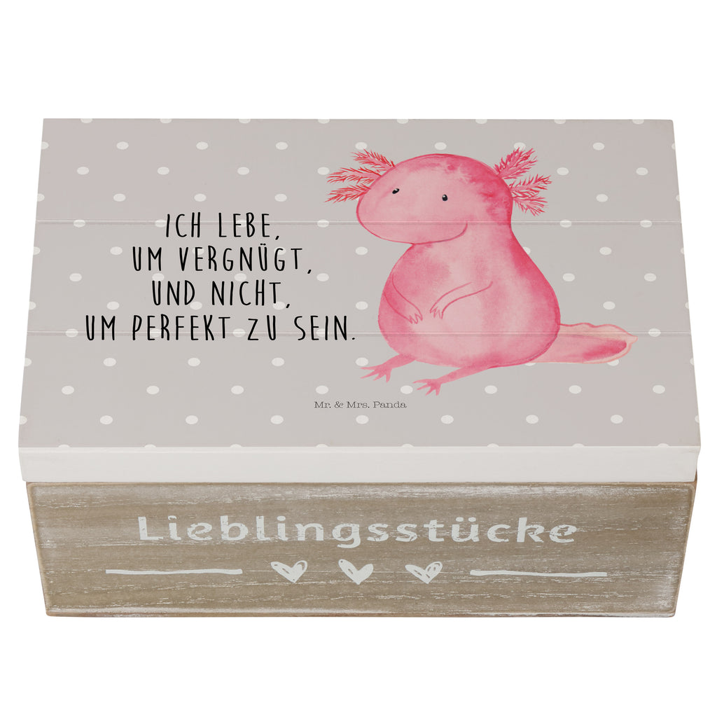 Holzkiste Axolotl Holzkiste, Kiste, Schatzkiste, Truhe, Schatulle, XXL, Erinnerungsbox, Erinnerungskiste, Dekokiste, Aufbewahrungsbox, Axolotl, Molch, Axolot, vergnügt, fröhlich, zufrieden, Lebensstil, Weisheit, Lebensweisheit, Liebe, Freundin