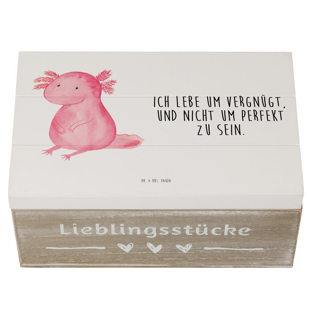 Holzkiste Axolotl Holzkiste, Kiste, Schatzkiste, Truhe, Schatulle, XXL, Erinnerungsbox, Erinnerungskiste, Dekokiste, Aufbewahrungsbox, Axolotl, Molch, Axolot, vergnügt, fröhlich, zufrieden, Lebensstil, Weisheit, Lebensweisheit, Liebe, Freundin
