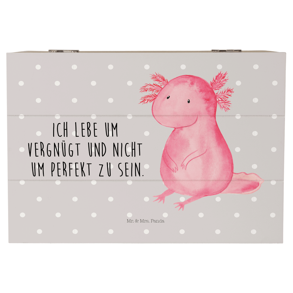 Holzkiste Axolotl Holzkiste, Kiste, Schatzkiste, Truhe, Schatulle, XXL, Erinnerungsbox, Erinnerungskiste, Dekokiste, Aufbewahrungsbox, Axolotl, Molch, Axolot, vergnügt, fröhlich, zufrieden, Lebensstil, Weisheit, Lebensweisheit, Liebe, Freundin