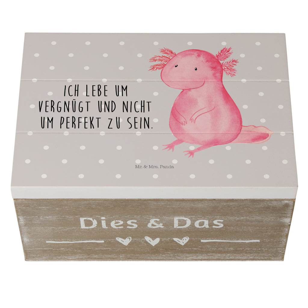 Holzkiste Axolotl Holzkiste, Kiste, Schatzkiste, Truhe, Schatulle, XXL, Erinnerungsbox, Erinnerungskiste, Dekokiste, Aufbewahrungsbox, Axolotl, Molch, Axolot, vergnügt, fröhlich, zufrieden, Lebensstil, Weisheit, Lebensweisheit, Liebe, Freundin