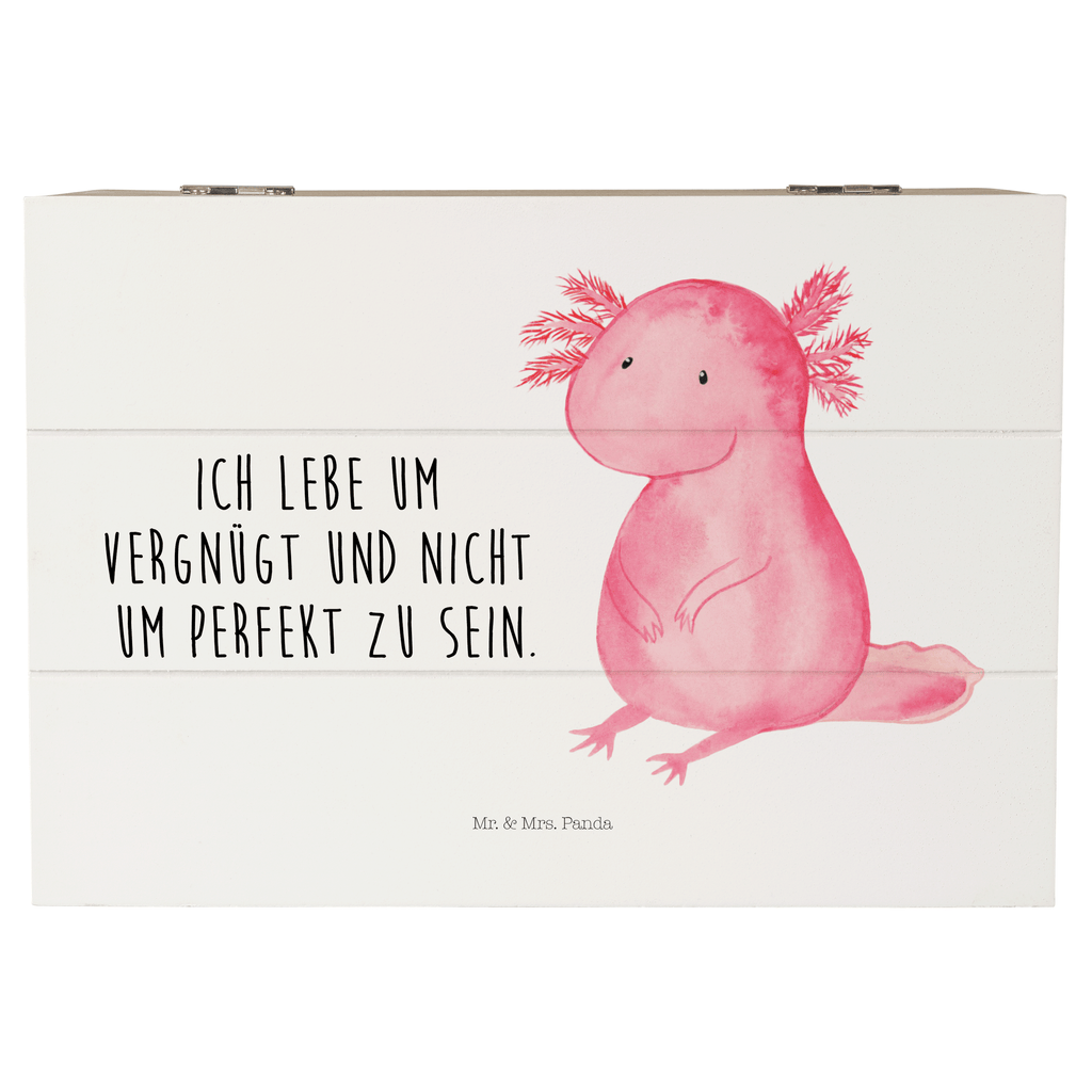 Holzkiste Axolotl Holzkiste, Kiste, Schatzkiste, Truhe, Schatulle, XXL, Erinnerungsbox, Erinnerungskiste, Dekokiste, Aufbewahrungsbox, Axolotl, Molch, Axolot, vergnügt, fröhlich, zufrieden, Lebensstil, Weisheit, Lebensweisheit, Liebe, Freundin