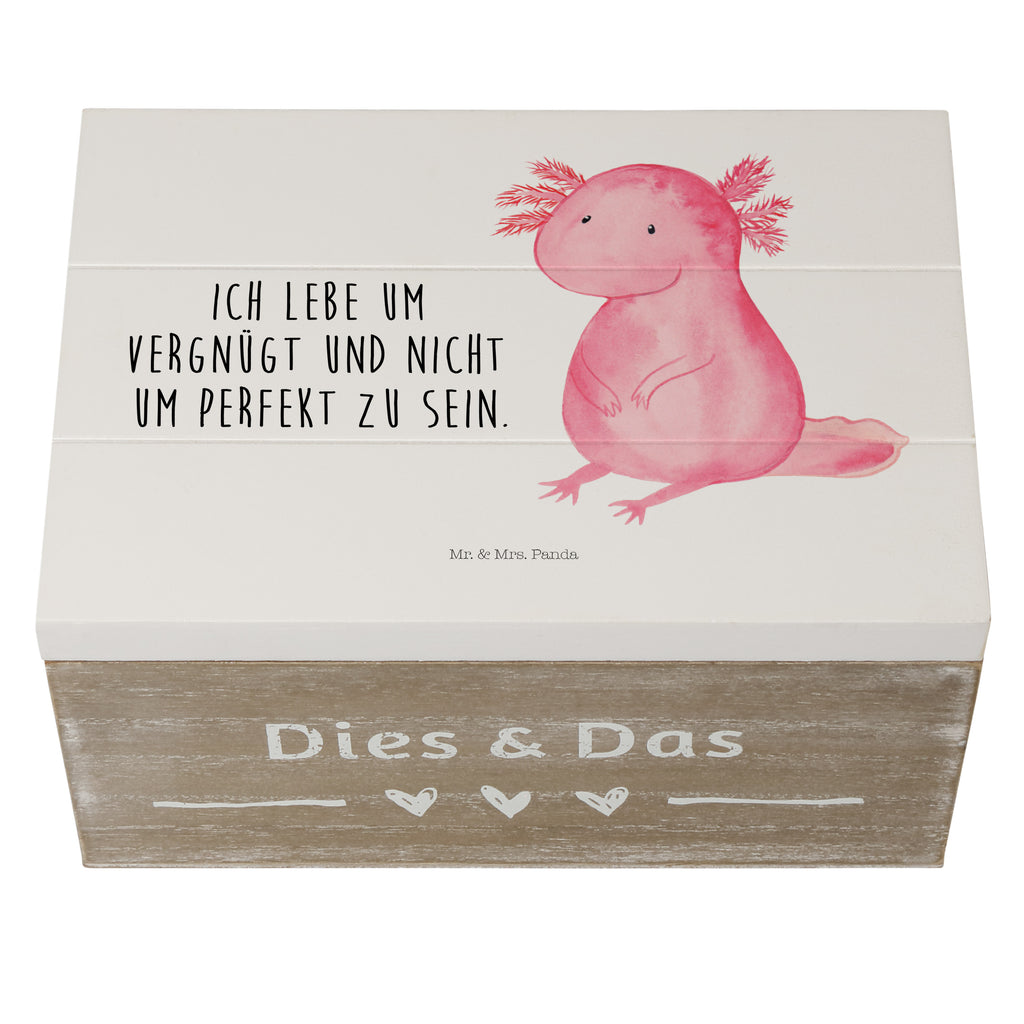 Holzkiste Axolotl Holzkiste, Kiste, Schatzkiste, Truhe, Schatulle, XXL, Erinnerungsbox, Erinnerungskiste, Dekokiste, Aufbewahrungsbox, Axolotl, Molch, Axolot, vergnügt, fröhlich, zufrieden, Lebensstil, Weisheit, Lebensweisheit, Liebe, Freundin