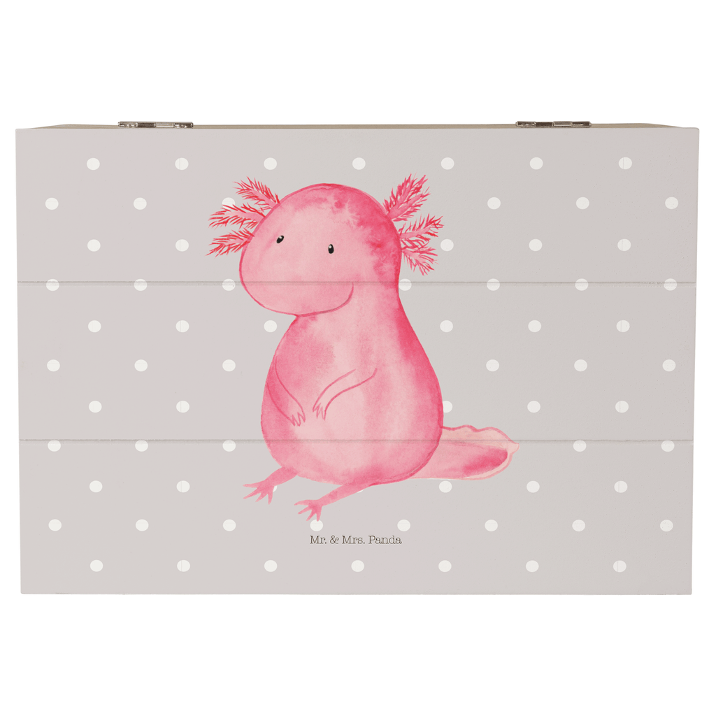 Holzkiste Axolotl Holzkiste, Kiste, Schatzkiste, Truhe, Schatulle, XXL, Erinnerungsbox, Erinnerungskiste, Dekokiste, Aufbewahrungsbox, Axolotl, Molch, Axolot, vergnügt, fröhlich, zufrieden, Lebensstil, Weisheit, Lebensweisheit, Liebe, Freundin