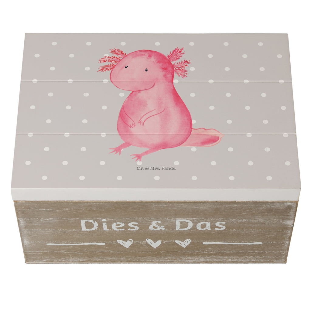 Holzkiste Axolotl Holzkiste, Kiste, Schatzkiste, Truhe, Schatulle, XXL, Erinnerungsbox, Erinnerungskiste, Dekokiste, Aufbewahrungsbox, Axolotl, Molch, Axolot, vergnügt, fröhlich, zufrieden, Lebensstil, Weisheit, Lebensweisheit, Liebe, Freundin