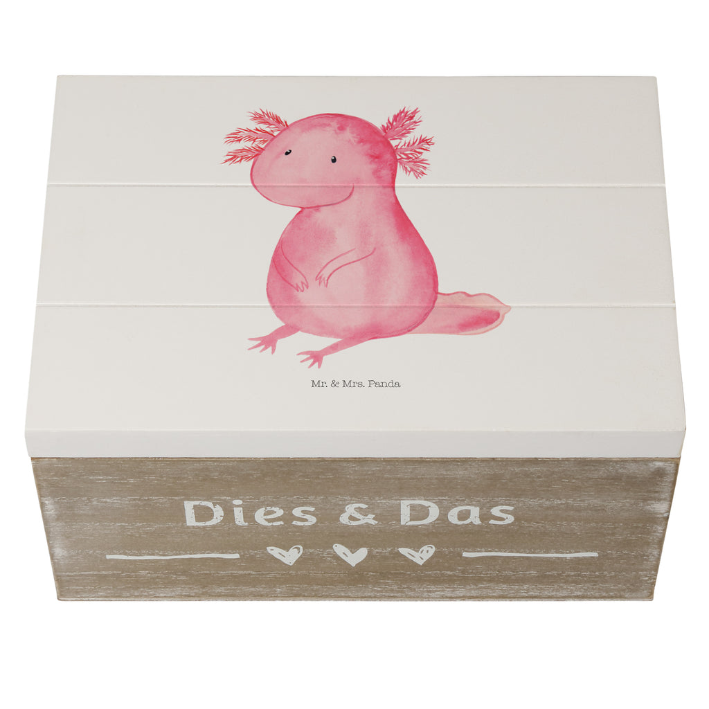 Holzkiste Axolotl Holzkiste, Kiste, Schatzkiste, Truhe, Schatulle, XXL, Erinnerungsbox, Erinnerungskiste, Dekokiste, Aufbewahrungsbox, Axolotl, Molch, Axolot, vergnügt, fröhlich, zufrieden, Lebensstil, Weisheit, Lebensweisheit, Liebe, Freundin
