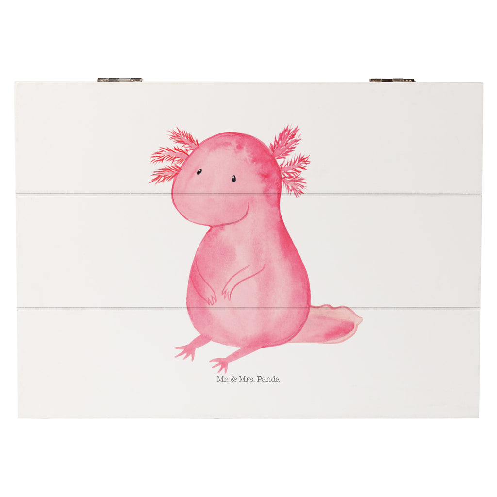 Holzkiste Axolotl Holzkiste, Kiste, Schatzkiste, Truhe, Schatulle, XXL, Erinnerungsbox, Erinnerungskiste, Dekokiste, Aufbewahrungsbox, Axolotl, Molch, Axolot, vergnügt, fröhlich, zufrieden, Lebensstil, Weisheit, Lebensweisheit, Liebe, Freundin