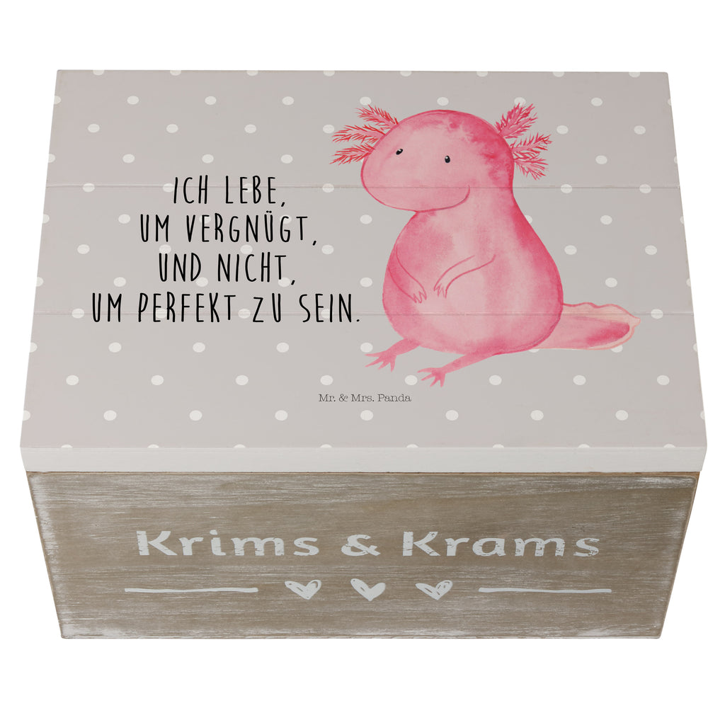 Holzkiste Axolotl Holzkiste, Kiste, Schatzkiste, Truhe, Schatulle, XXL, Erinnerungsbox, Erinnerungskiste, Dekokiste, Aufbewahrungsbox, Axolotl, Molch, Axolot, vergnügt, fröhlich, zufrieden, Lebensstil, Weisheit, Lebensweisheit, Liebe, Freundin