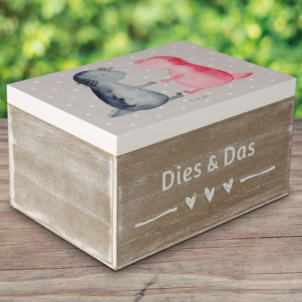 Holzkiste Axolotl Liebe Holzkiste, Kiste, Schatzkiste, Truhe, Schatulle, XXL, Erinnerungsbox, Erinnerungskiste, Dekokiste, Aufbewahrungsbox, Axolotl, Molch, Axolot, Schwanzlurch, Lurch, Lurche, Liebe, große Liebe, Liebesbeweis, Freund, Verlobter, Ehemann, Jahrestag, Valentinstag