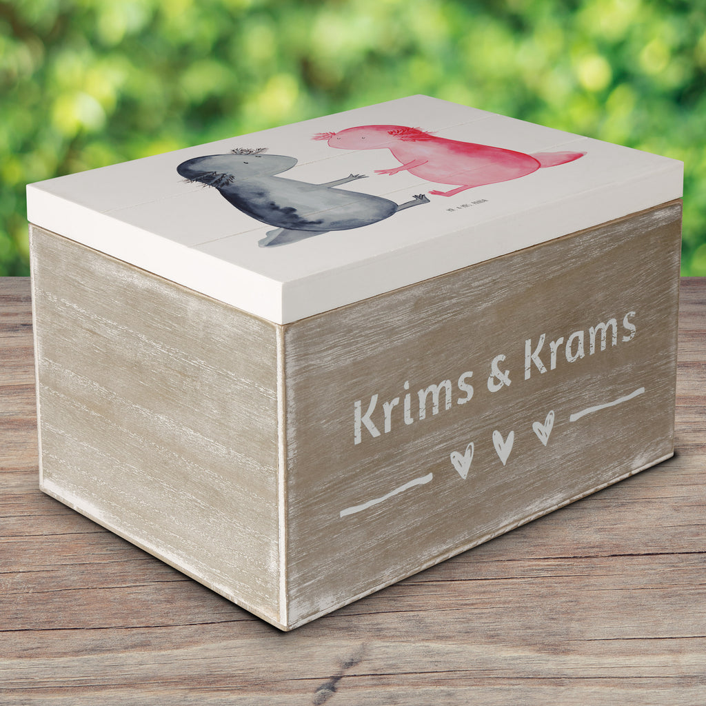 Holzkiste Axolotl Liebe Holzkiste, Kiste, Schatzkiste, Truhe, Schatulle, XXL, Erinnerungsbox, Erinnerungskiste, Dekokiste, Aufbewahrungsbox, Axolotl, Molch, Axolot, Schwanzlurch, Lurch, Lurche, Liebe, große Liebe, Liebesbeweis, Freund, Verlobter, Ehemann, Jahrestag, Valentinstag