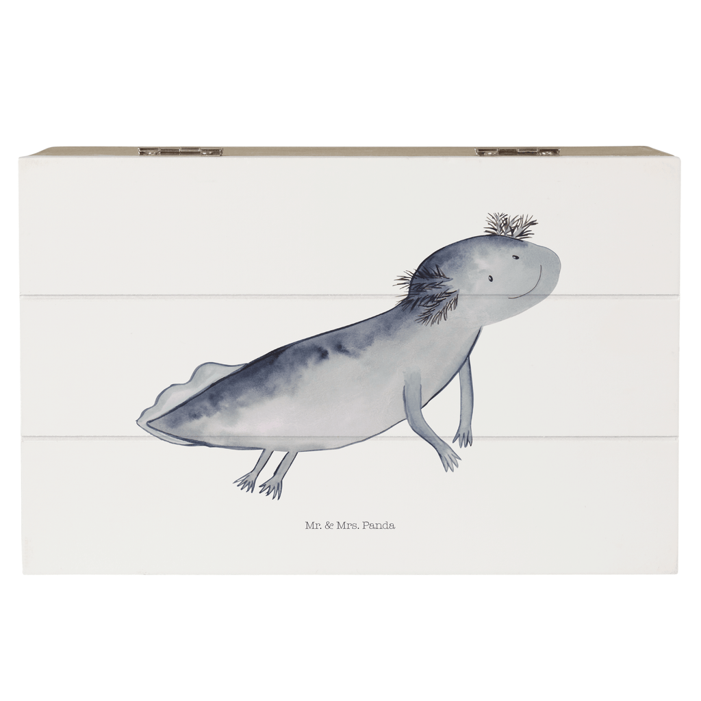 Holzkiste Axolotl schwimmt Holzkiste, Kiste, Schatzkiste, Truhe, Schatulle, XXL, Erinnerungsbox, Erinnerungskiste, Dekokiste, Aufbewahrungsbox, Axolotl, Molch, Axolot, Schwanzlurch, Lurch, Lurche, Problem, Probleme, Lösungen, Motivation