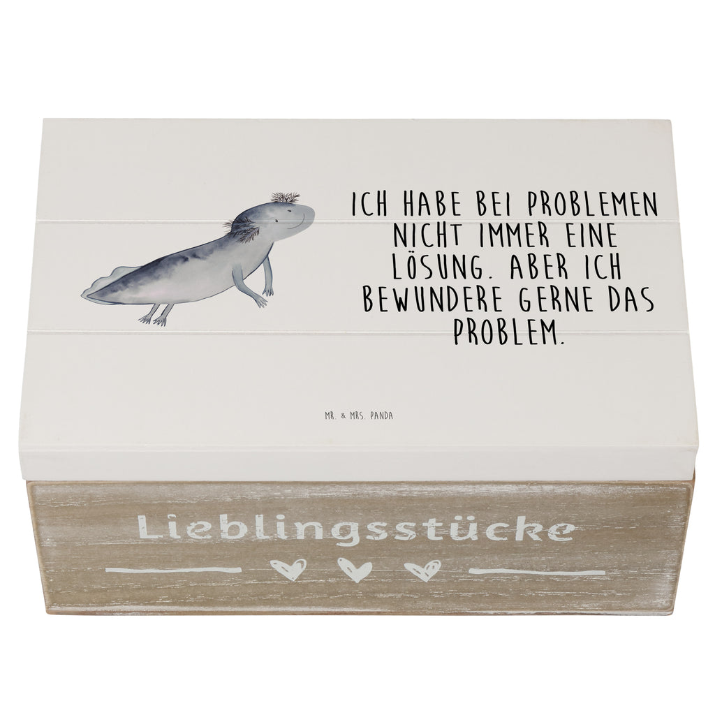 Holzkiste Axolotl schwimmt Holzkiste, Kiste, Schatzkiste, Truhe, Schatulle, XXL, Erinnerungsbox, Erinnerungskiste, Dekokiste, Aufbewahrungsbox, Axolotl, Molch, Axolot, Schwanzlurch, Lurch, Lurche, Problem, Probleme, Lösungen, Motivation