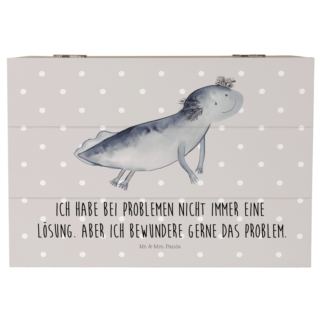 Holzkiste Axolotl schwimmt Holzkiste, Kiste, Schatzkiste, Truhe, Schatulle, XXL, Erinnerungsbox, Erinnerungskiste, Dekokiste, Aufbewahrungsbox, Axolotl, Molch, Axolot, Schwanzlurch, Lurch, Lurche, Problem, Probleme, Lösungen, Motivation