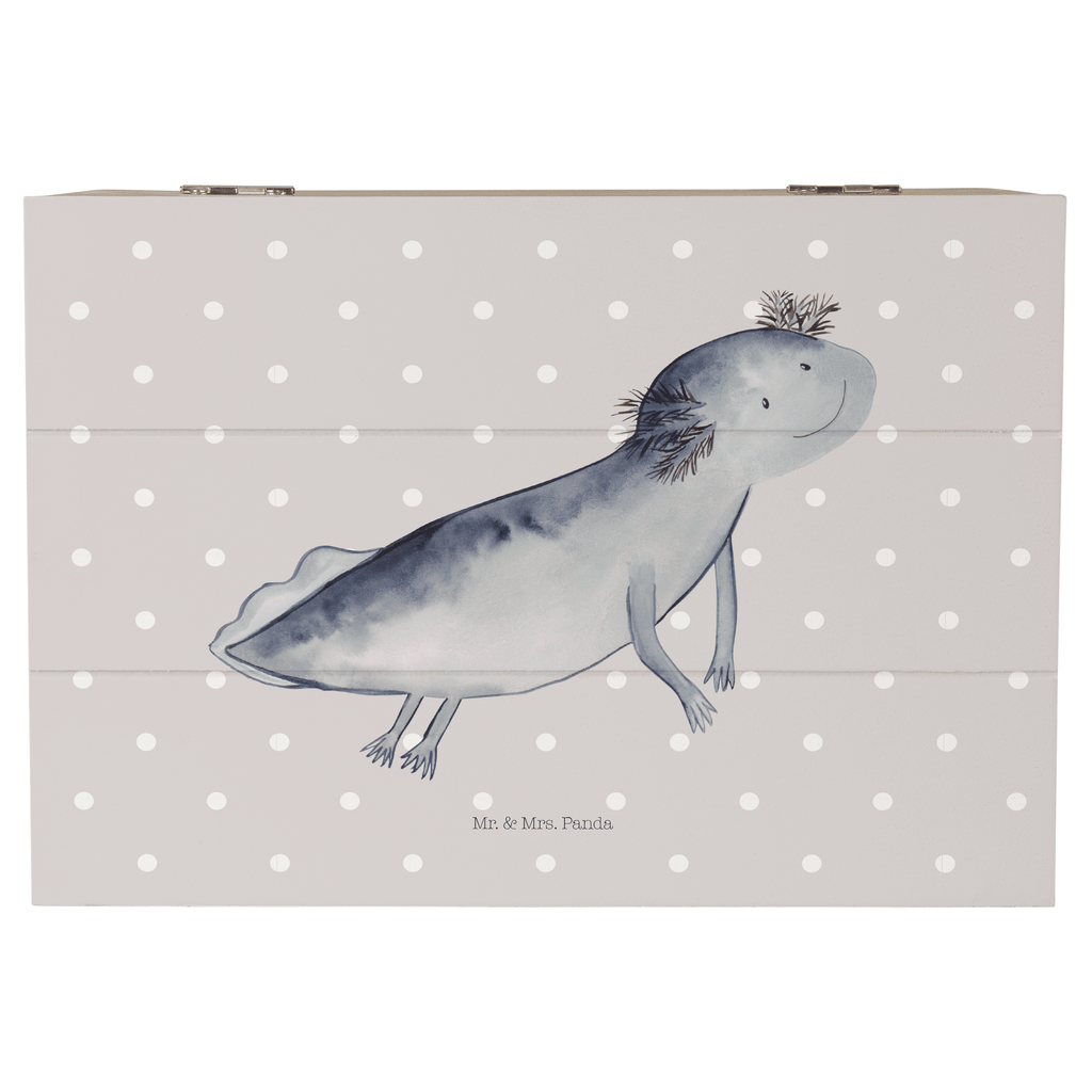 Holzkiste Axolotl schwimmt Holzkiste, Kiste, Schatzkiste, Truhe, Schatulle, XXL, Erinnerungsbox, Erinnerungskiste, Dekokiste, Aufbewahrungsbox, Axolotl, Molch, Axolot, Schwanzlurch, Lurch, Lurche, Problem, Probleme, Lösungen, Motivation