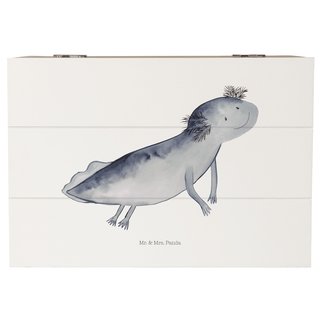Holzkiste Axolotl schwimmt Holzkiste, Kiste, Schatzkiste, Truhe, Schatulle, XXL, Erinnerungsbox, Erinnerungskiste, Dekokiste, Aufbewahrungsbox, Axolotl, Molch, Axolot, Schwanzlurch, Lurch, Lurche, Problem, Probleme, Lösungen, Motivation