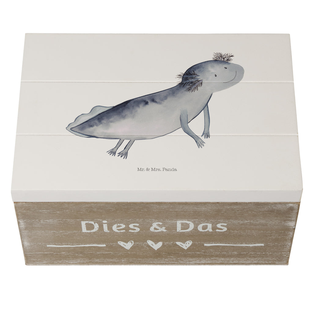 Holzkiste Axolotl schwimmt Holzkiste, Kiste, Schatzkiste, Truhe, Schatulle, XXL, Erinnerungsbox, Erinnerungskiste, Dekokiste, Aufbewahrungsbox, Axolotl, Molch, Axolot, Schwanzlurch, Lurch, Lurche, Problem, Probleme, Lösungen, Motivation