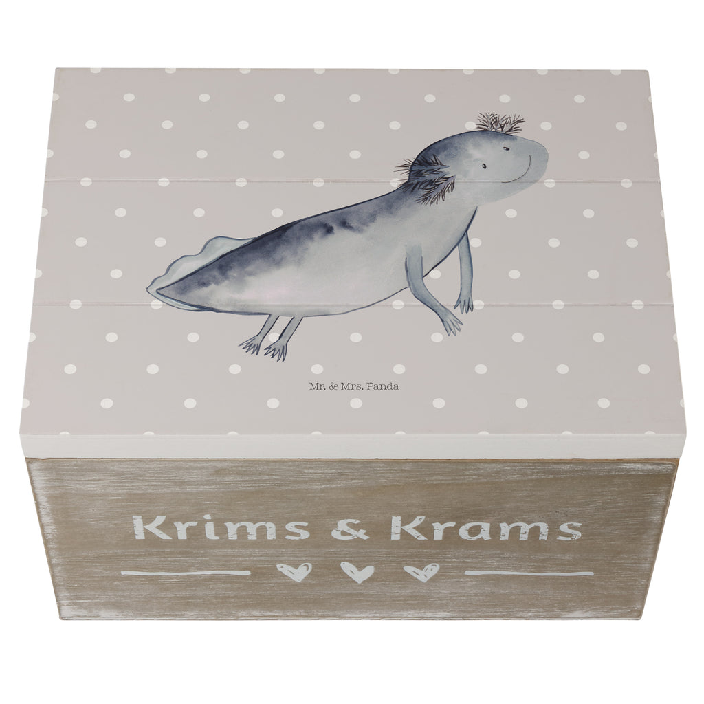 Holzkiste Axolotl schwimmt Holzkiste, Kiste, Schatzkiste, Truhe, Schatulle, XXL, Erinnerungsbox, Erinnerungskiste, Dekokiste, Aufbewahrungsbox, Axolotl, Molch, Axolot, Schwanzlurch, Lurch, Lurche, Problem, Probleme, Lösungen, Motivation