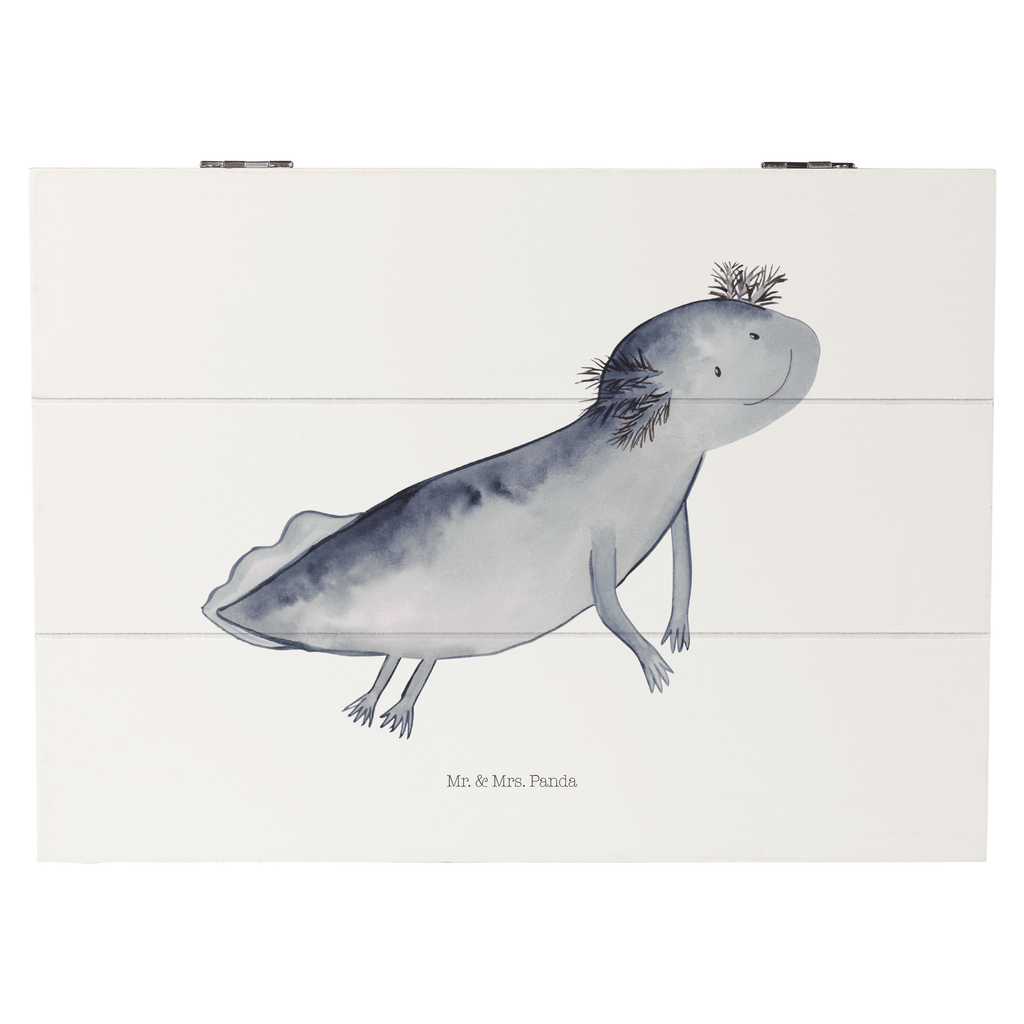 Holzkiste Axolotl schwimmt Holzkiste, Kiste, Schatzkiste, Truhe, Schatulle, XXL, Erinnerungsbox, Erinnerungskiste, Dekokiste, Aufbewahrungsbox, Axolotl, Molch, Axolot, Schwanzlurch, Lurch, Lurche, Problem, Probleme, Lösungen, Motivation