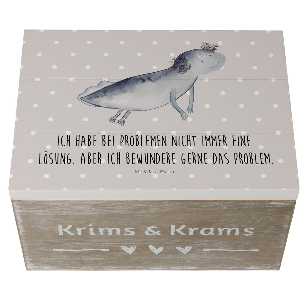Holzkiste Axolotl schwimmt Holzkiste, Kiste, Schatzkiste, Truhe, Schatulle, XXL, Erinnerungsbox, Erinnerungskiste, Dekokiste, Aufbewahrungsbox, Axolotl, Molch, Axolot, Schwanzlurch, Lurch, Lurche, Problem, Probleme, Lösungen, Motivation