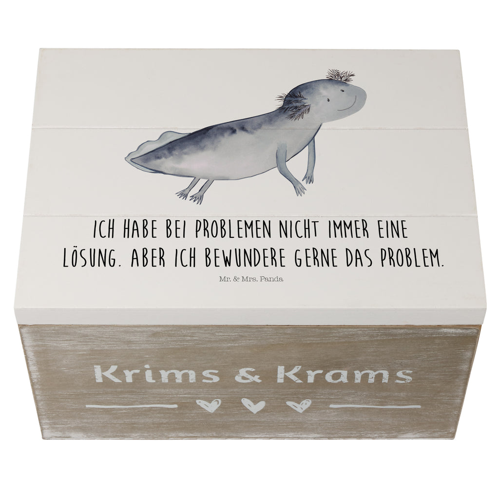 Holzkiste Axolotl schwimmt Holzkiste, Kiste, Schatzkiste, Truhe, Schatulle, XXL, Erinnerungsbox, Erinnerungskiste, Dekokiste, Aufbewahrungsbox, Axolotl, Molch, Axolot, Schwanzlurch, Lurch, Lurche, Problem, Probleme, Lösungen, Motivation