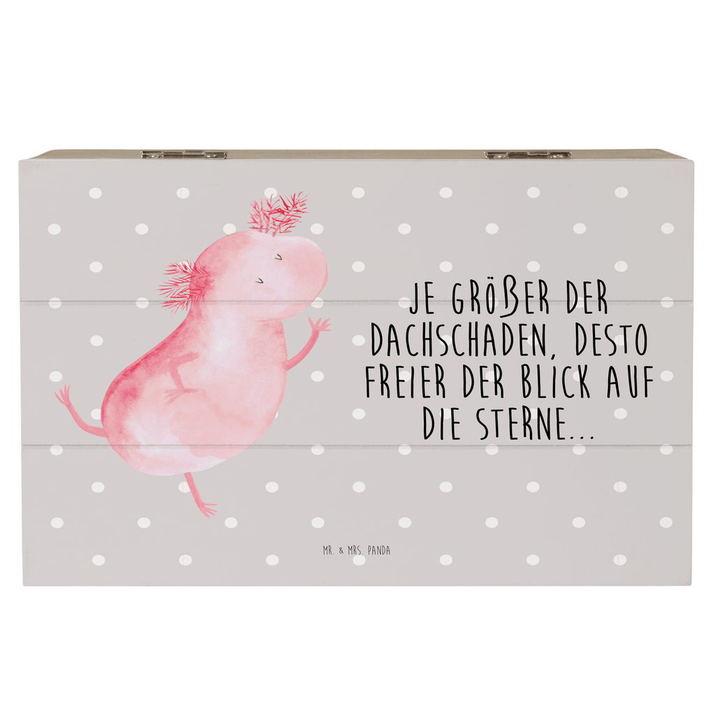 Holzkiste Axolotl tanzt Holzkiste, Kiste, Schatzkiste, Truhe, Schatulle, XXL, Erinnerungsbox, Erinnerungskiste, Dekokiste, Aufbewahrungsbox, Axolotl, Molch, Axolot, Schwanzlurch, Lurch, Lurche, Dachschaden, Sterne, verrückt, Freundin, beste Freundin
