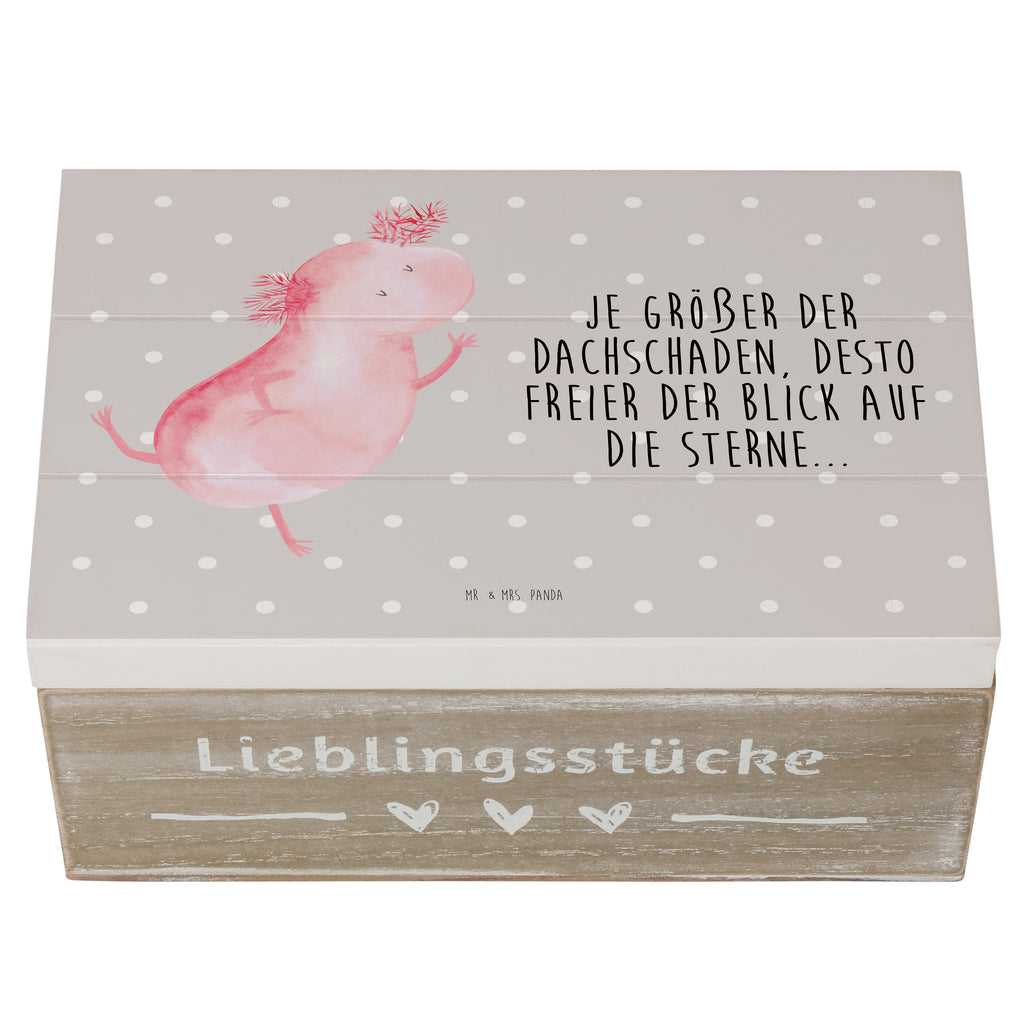 Holzkiste Axolotl tanzt Holzkiste, Kiste, Schatzkiste, Truhe, Schatulle, XXL, Erinnerungsbox, Erinnerungskiste, Dekokiste, Aufbewahrungsbox, Axolotl, Molch, Axolot, Schwanzlurch, Lurch, Lurche, Dachschaden, Sterne, verrückt, Freundin, beste Freundin