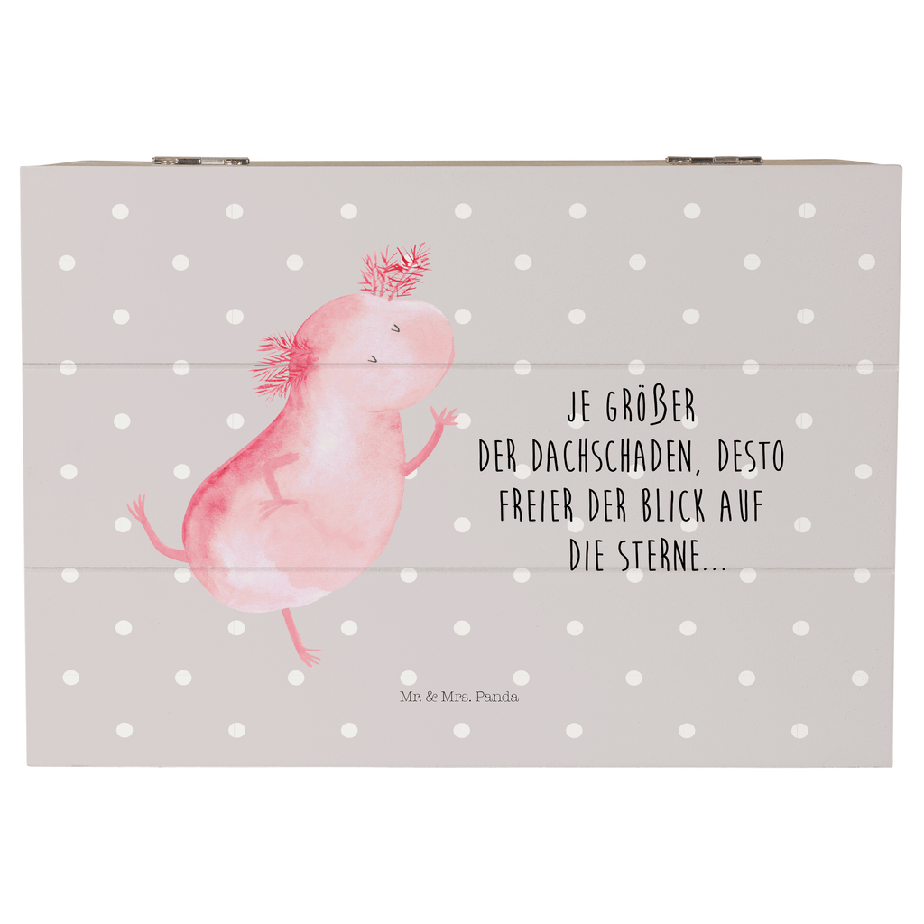 Holzkiste Axolotl tanzt Holzkiste, Kiste, Schatzkiste, Truhe, Schatulle, XXL, Erinnerungsbox, Erinnerungskiste, Dekokiste, Aufbewahrungsbox, Axolotl, Molch, Axolot, Schwanzlurch, Lurch, Lurche, Dachschaden, Sterne, verrückt, Freundin, beste Freundin