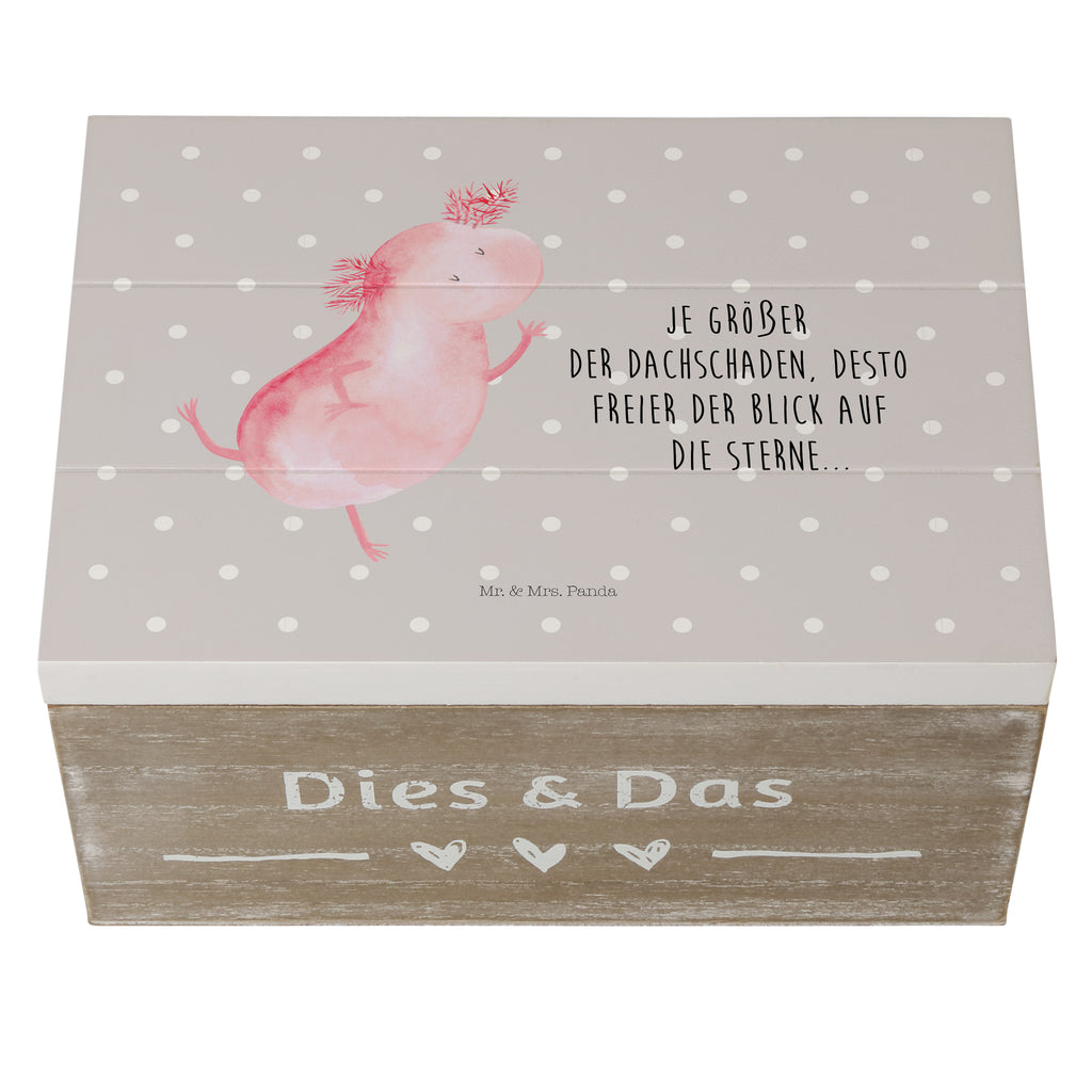 Holzkiste Axolotl tanzt Holzkiste, Kiste, Schatzkiste, Truhe, Schatulle, XXL, Erinnerungsbox, Erinnerungskiste, Dekokiste, Aufbewahrungsbox, Axolotl, Molch, Axolot, Schwanzlurch, Lurch, Lurche, Dachschaden, Sterne, verrückt, Freundin, beste Freundin