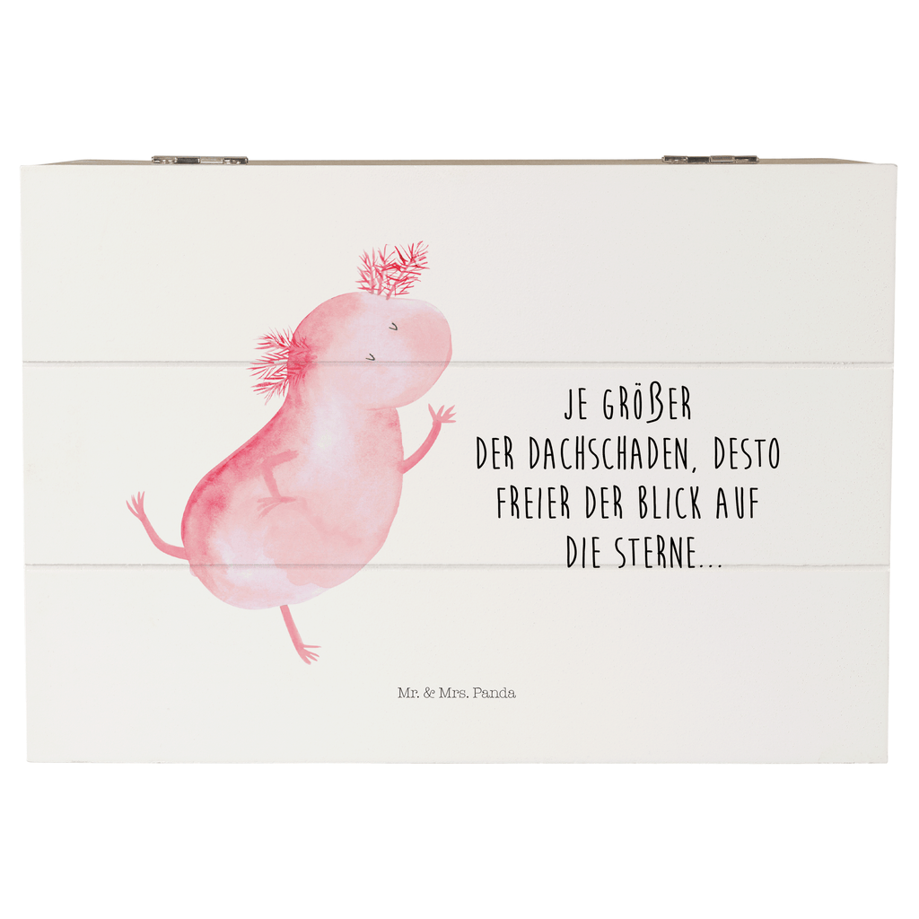 Holzkiste Axolotl tanzt Holzkiste, Kiste, Schatzkiste, Truhe, Schatulle, XXL, Erinnerungsbox, Erinnerungskiste, Dekokiste, Aufbewahrungsbox, Axolotl, Molch, Axolot, Schwanzlurch, Lurch, Lurche, Dachschaden, Sterne, verrückt, Freundin, beste Freundin