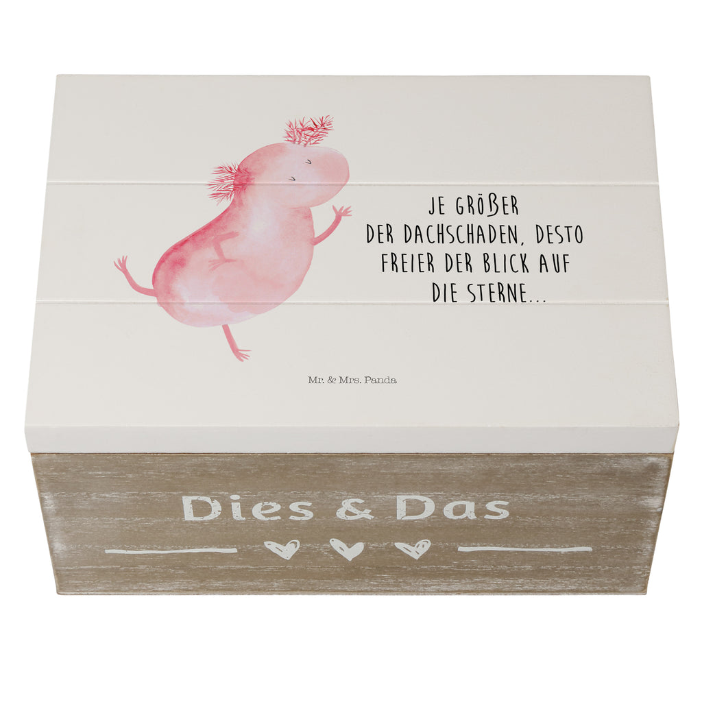 Holzkiste Axolotl tanzt Holzkiste, Kiste, Schatzkiste, Truhe, Schatulle, XXL, Erinnerungsbox, Erinnerungskiste, Dekokiste, Aufbewahrungsbox, Axolotl, Molch, Axolot, Schwanzlurch, Lurch, Lurche, Dachschaden, Sterne, verrückt, Freundin, beste Freundin