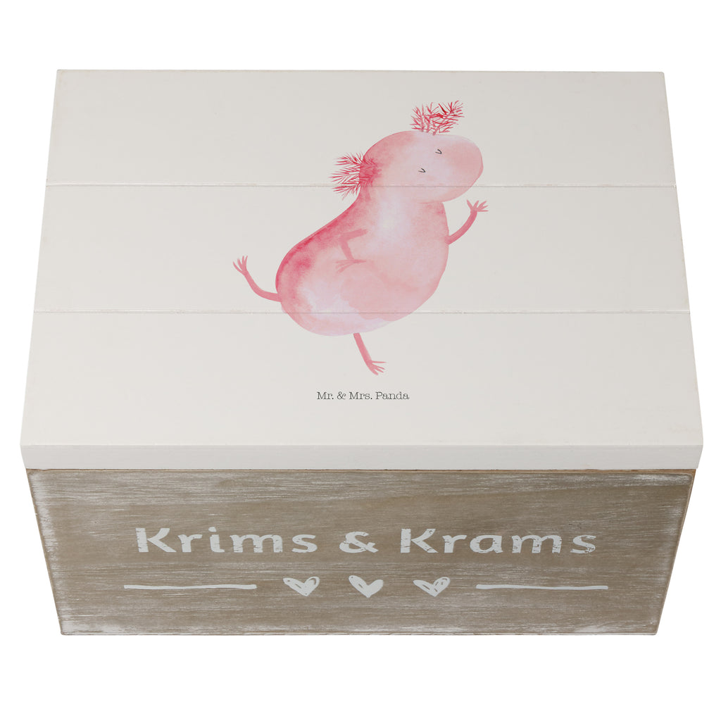 Holzkiste Axolotl tanzt Holzkiste, Kiste, Schatzkiste, Truhe, Schatulle, XXL, Erinnerungsbox, Erinnerungskiste, Dekokiste, Aufbewahrungsbox, Axolotl, Molch, Axolot, Schwanzlurch, Lurch, Lurche, Dachschaden, Sterne, verrückt, Freundin, beste Freundin