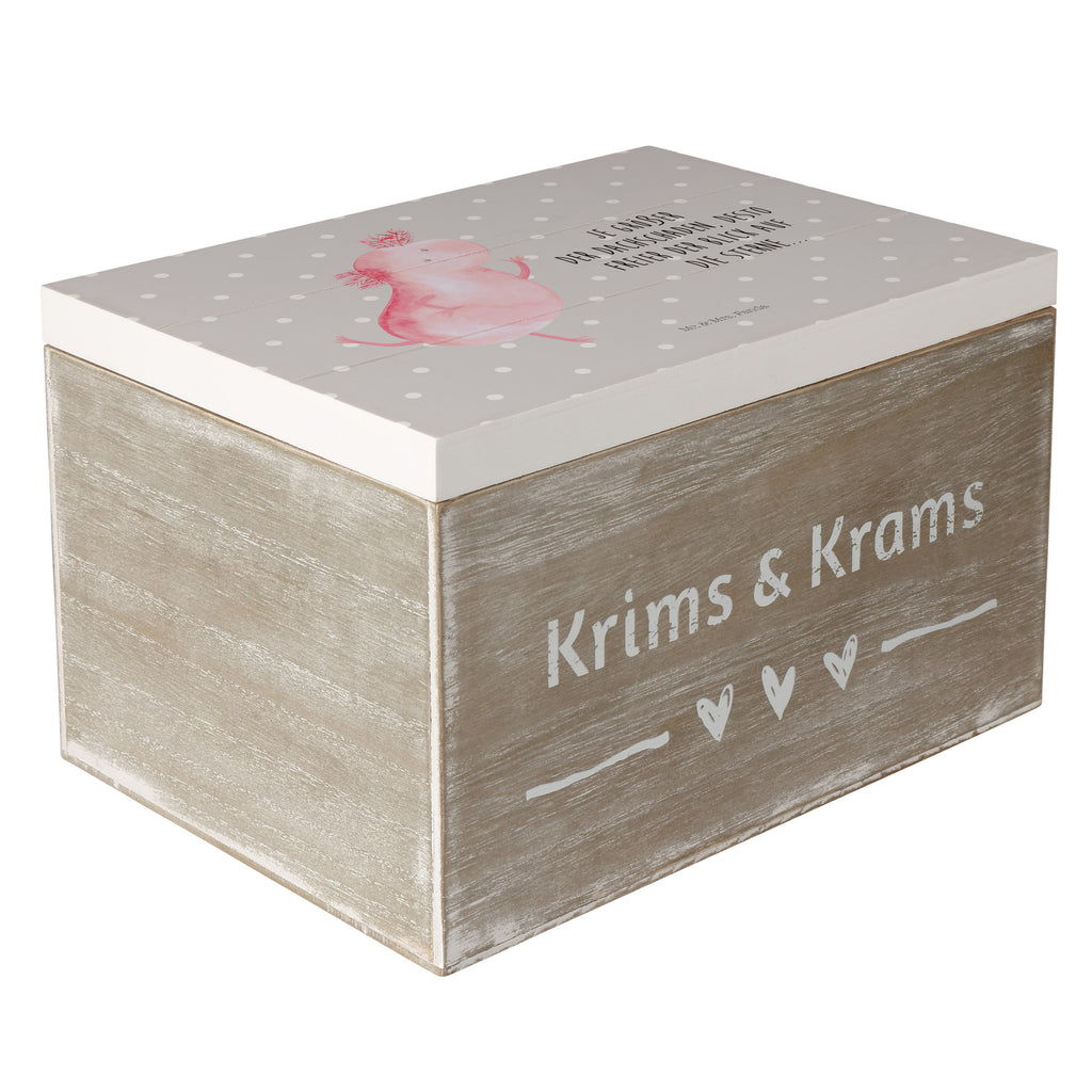 Holzkiste Axolotl tanzt Holzkiste, Kiste, Schatzkiste, Truhe, Schatulle, XXL, Erinnerungsbox, Erinnerungskiste, Dekokiste, Aufbewahrungsbox, Axolotl, Molch, Axolot, Schwanzlurch, Lurch, Lurche, Dachschaden, Sterne, verrückt, Freundin, beste Freundin