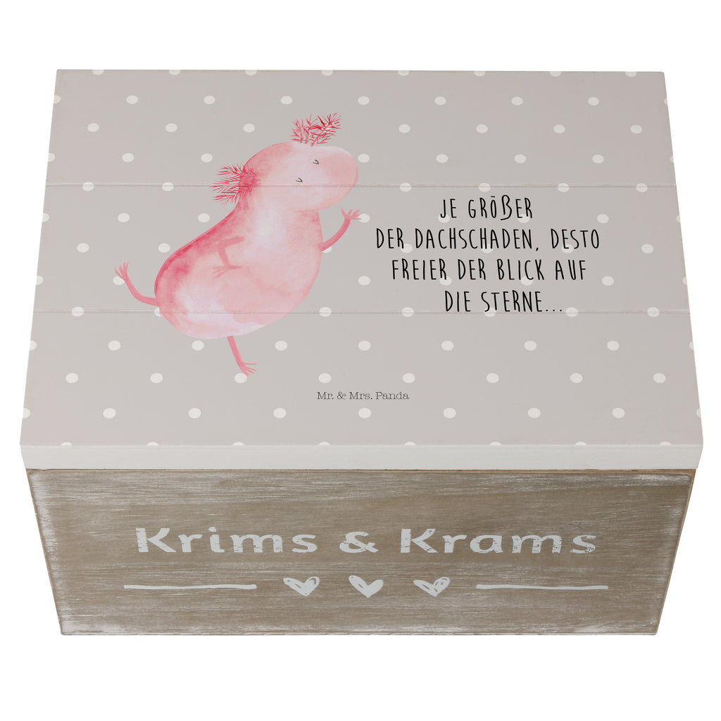 Holzkiste Axolotl tanzt Holzkiste, Kiste, Schatzkiste, Truhe, Schatulle, XXL, Erinnerungsbox, Erinnerungskiste, Dekokiste, Aufbewahrungsbox, Axolotl, Molch, Axolot, Schwanzlurch, Lurch, Lurche, Dachschaden, Sterne, verrückt, Freundin, beste Freundin