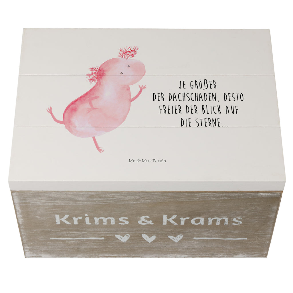 Holzkiste Axolotl tanzt Holzkiste, Kiste, Schatzkiste, Truhe, Schatulle, XXL, Erinnerungsbox, Erinnerungskiste, Dekokiste, Aufbewahrungsbox, Axolotl, Molch, Axolot, Schwanzlurch, Lurch, Lurche, Dachschaden, Sterne, verrückt, Freundin, beste Freundin