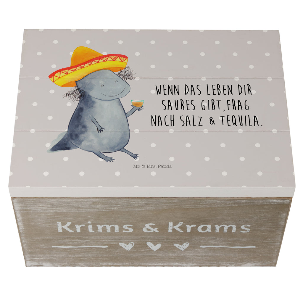 Holzkiste Axolotl Tequila Holzkiste, Kiste, Schatzkiste, Truhe, Schatulle, XXL, Erinnerungsbox, Erinnerungskiste, Dekokiste, Aufbewahrungsbox, Axolotl, Molch, Mexico, Mexiko, Sombrero, Zitrone, Tequila, Motivation, Spruch, Schwanzlurch, Lurch, Lurche, Axolot, Feuerdrache, Feuersalamander