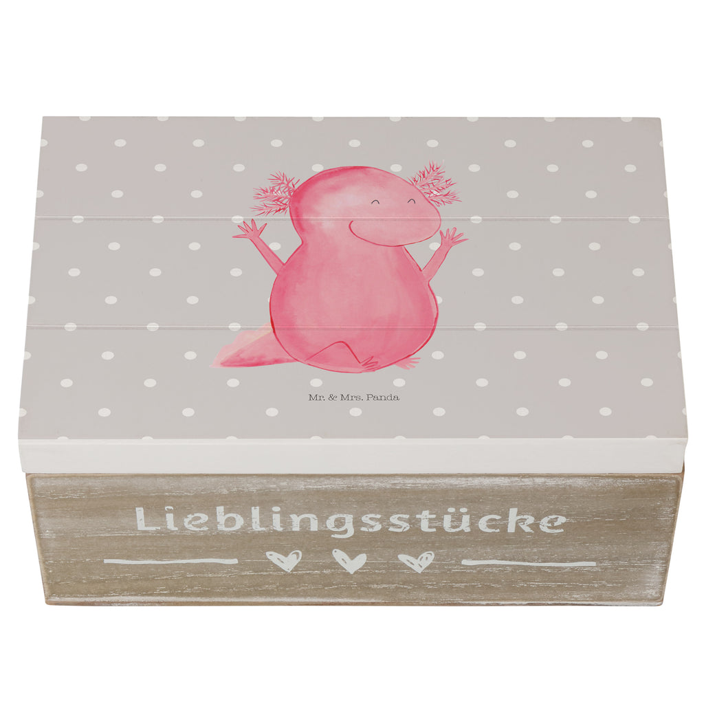 Holzkiste Axolotl Hurra Axolotl, Axolot, Schwanzlurch, Lurch, Lurche, fröhlich, Spaß, Freude, Motivation, Zufriedenheit Holzkiste, Kiste, Schatzkiste, Truhe, Schatulle, XXL,  Erinnerungsbox, Erinnerungskiste, Dekokiste, Aufbewahrungsbox  Axolotl, Molch